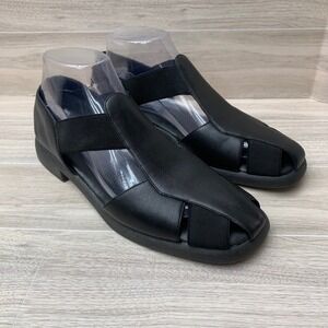 Crossroads Womens Black Leather Fisherman Sandal Loafer Low Heel 9M 90s